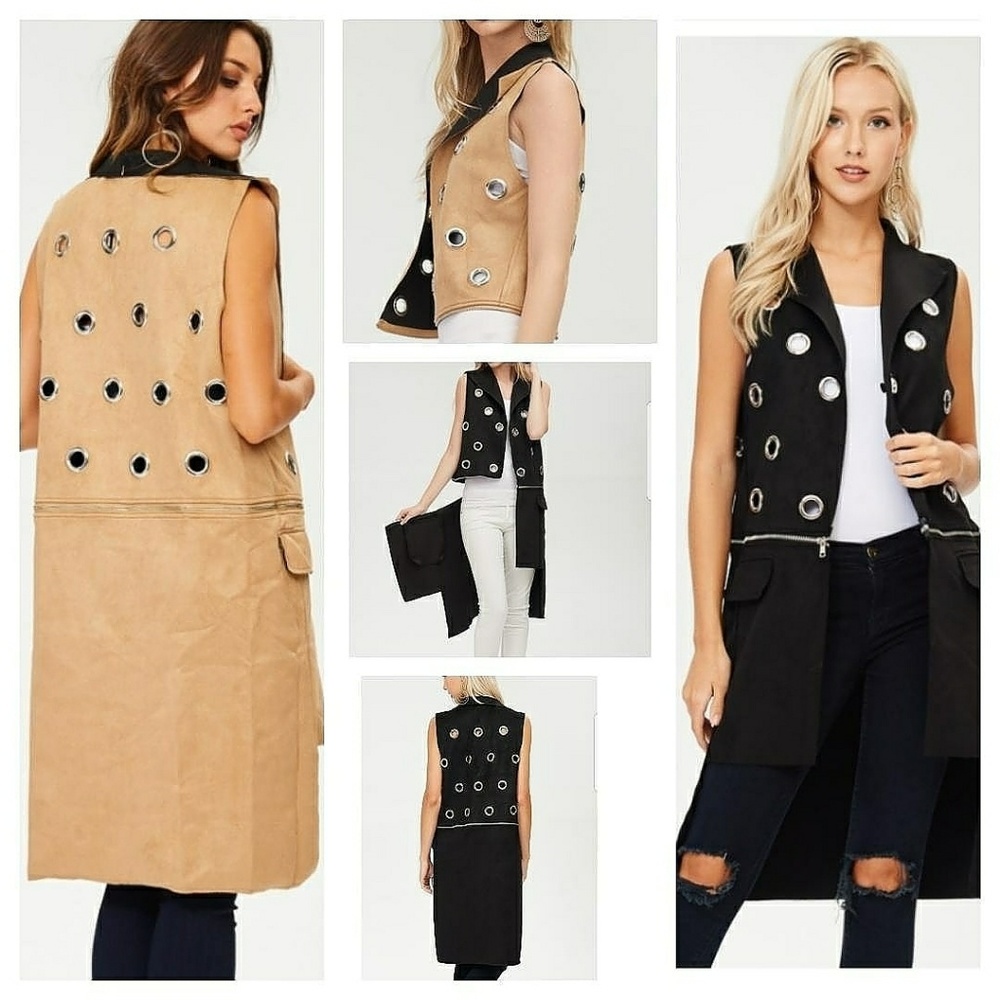 Eyelet 2 Way Convertible Suede Vest